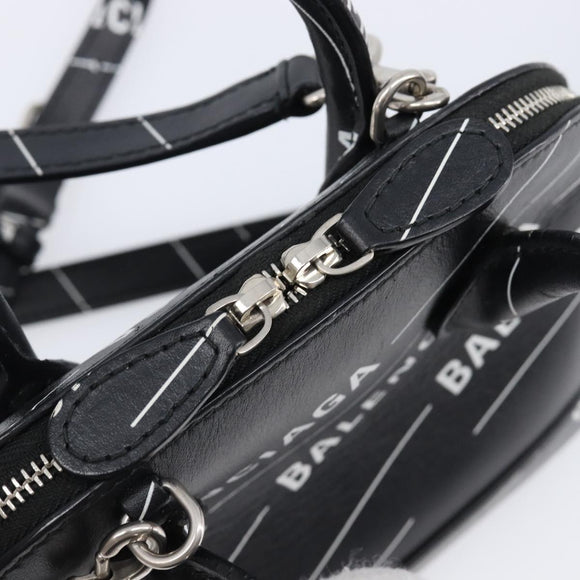 Balenciaga XXS Bill Hand Bag Leather 2way Black Silver 550646 Auth mr3296A