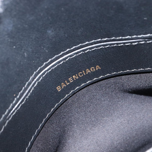 Balenciaga XXS Bill Hand Bag Leather 2way Black Silver 550646 Auth mr3296A