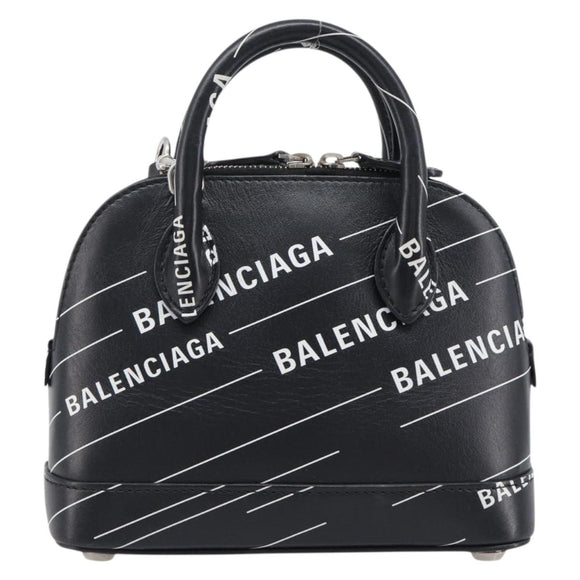 Balenciaga XXS Bill Hand Bag Leather 2way Black Silver 550646 Auth mr3296A