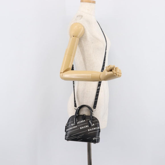 Balenciaga XXS Bill Hand Bag Leather 2way Black Silver 550646 Auth mr3296A