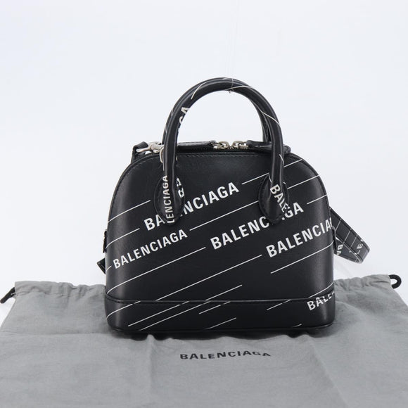 Balenciaga XXS Bill Hand Bag Leather 2way Black Silver 550646 Auth mr3296A