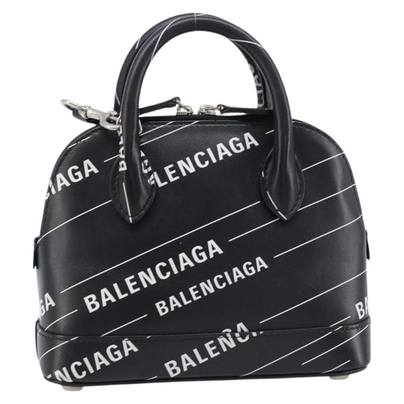 Balenciaga XXS Bill Hand Bag Leather 2way Black Silver 550646 Auth mr3296A