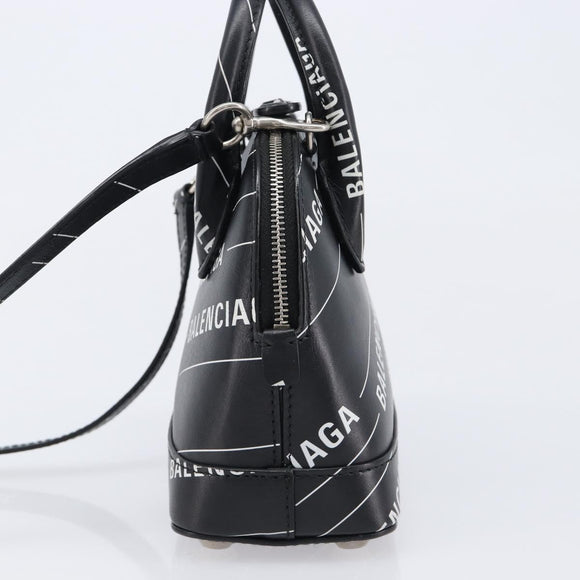 Balenciaga XXS Bill Hand Bag Leather 2way Black Silver 550646 Auth mr3296A