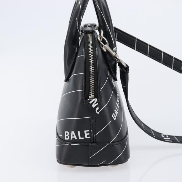 Balenciaga XXS Bill Hand Bag Leather 2way Black Silver 550646 Auth mr3296A