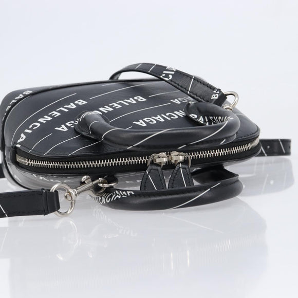 Balenciaga XXS Bill Hand Bag Leather 2way Black Silver 550646 Auth mr3296A