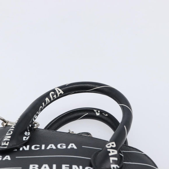 Balenciaga XXS Bill Hand Bag Leather 2way Black Silver 550646 Auth mr3296A