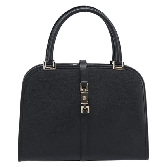 GUCCI Jackie Hand Bag Leather Black Silver 002 1071 Auth mr3297A