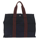 HERMES Fourre ToutGM Hand Bag Canvas Navy Silver Auth mr3303-2