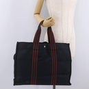 HERMES Fourre ToutGM Hand Bag Canvas Navy Silver Auth mr3303-21
