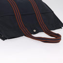 HERMES Fourre ToutGM Hand Bag Canvas Navy Silver Auth mr3303-6