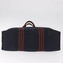 HERMES Fourre ToutGM Hand Bag Canvas Navy Silver Auth mr3303-9