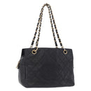 CHANEL Petite Timeless Tote Bag Caviar Skin Black Gold CC Auth mr3309V-1
