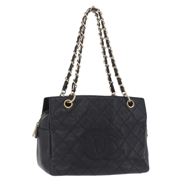 CHANEL Petite Timeless Tote Bag Caviar Skin Black Gold CC Auth mr3309V