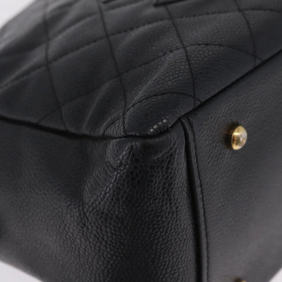 CHANEL Petite Timeless Tote Bag Caviar Skin Black Gold CC Auth mr3309V