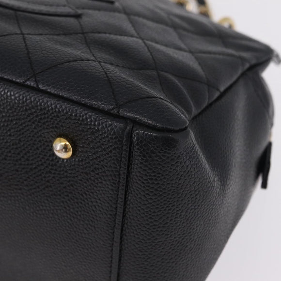 CHANEL Petite Timeless Tote Bag Caviar Skin Black Gold CC Auth mr3309V