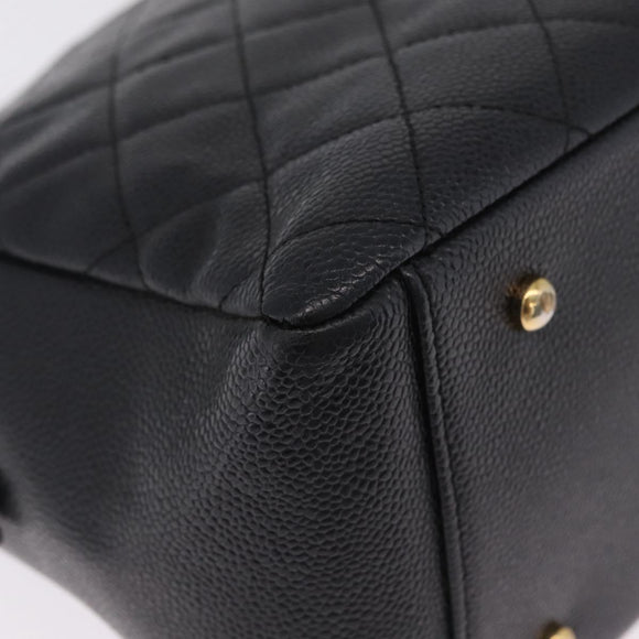 CHANEL Petite Timeless Tote Bag Caviar Skin Black Gold CC Auth mr3309V