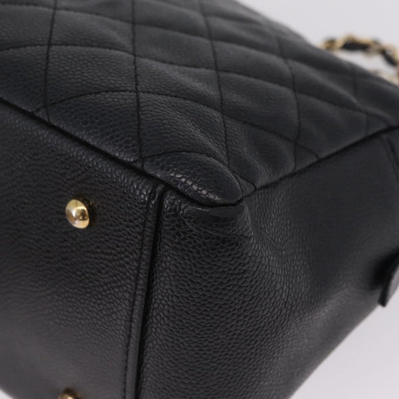 CHANEL Petite Timeless Tote Bag Caviar Skin Black Gold CC Auth mr3309V
