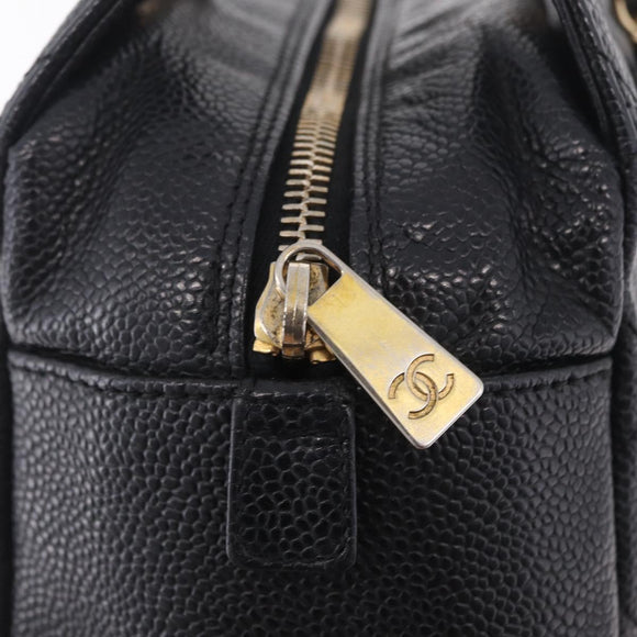 CHANEL Petite Timeless Tote Bag Caviar Skin Black Gold CC Auth mr3309V