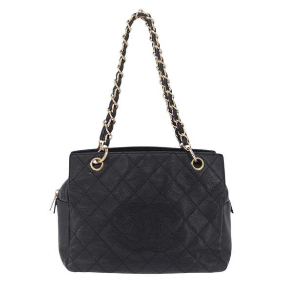 CHANEL Petite Timeless Tote Bag Caviar Skin Black Gold CC Auth mr3309V