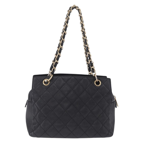 CHANEL Petite Timeless Tote Bag Caviar Skin Black Gold CC Auth mr3309V