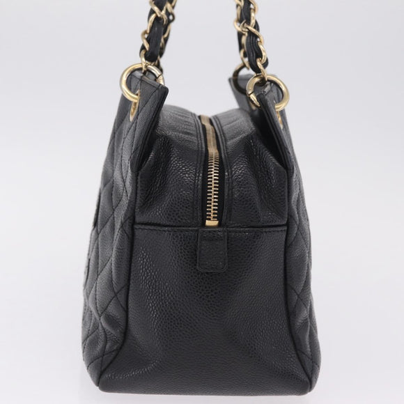 CHANEL Petite Timeless Tote Bag Caviar Skin Black Gold CC Auth mr3309V