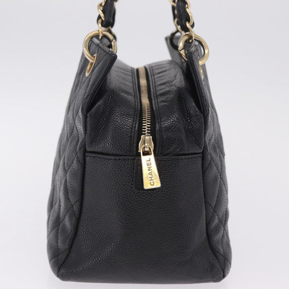 CHANEL Petite Timeless Tote Bag Caviar Skin Black Gold CC Auth mr3309V