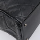 CHANEL Bowling Tote Bag Caviar Skin Black Silver CC Auth mr3311V-11