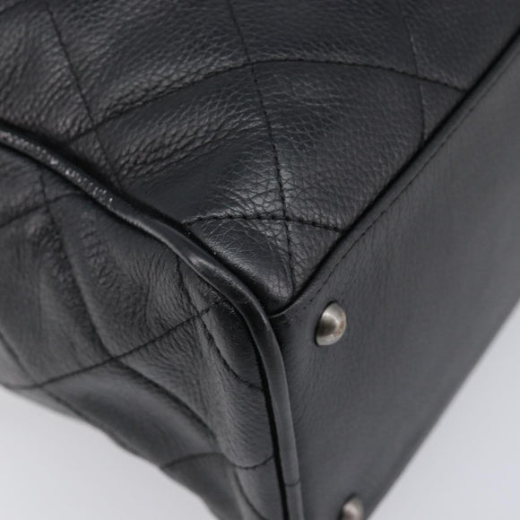 CHANEL Bowling Tote Bag Caviar Skin Black Silver CC Auth mr3311V