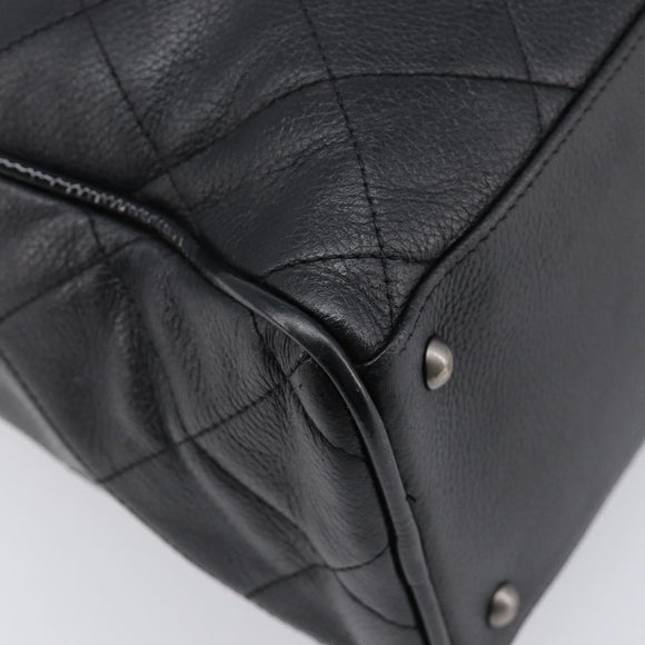 CHANEL Bowling Tote Bag Caviar Skin Black Silver CC Auth mr3311V