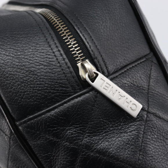 CHANEL Bowling Tote Bag Caviar Skin Black Silver CC Auth mr3311V