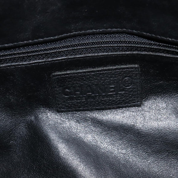 CHANEL Bowling Tote Bag Caviar Skin Black Silver CC Auth mr3311V