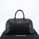 CHANEL Bowling Tote Bag Caviar Skin Black Silver CC Auth mr3311V-24