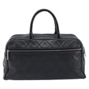 CHANEL Bowling Tote Bag Caviar Skin Black Silver CC Auth mr3311V-3