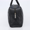 CHANEL Bowling Tote Bag Caviar Skin Black Silver CC Auth mr3311V-4