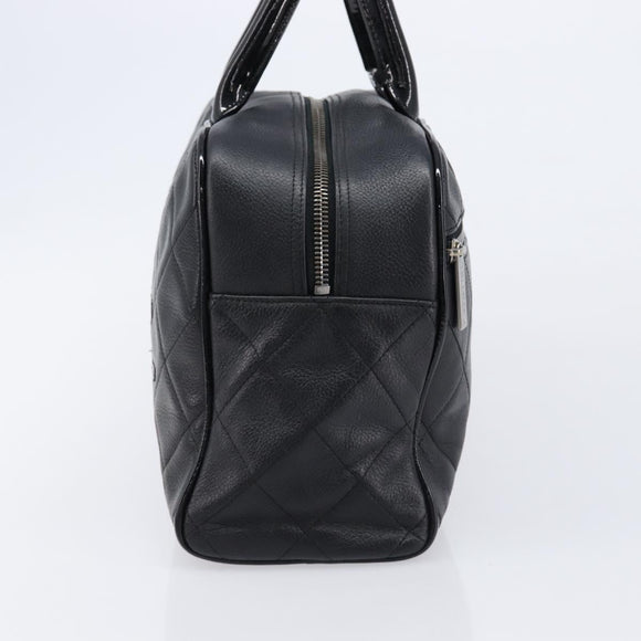 CHANEL Bowling Tote Bag Caviar Skin Black Silver CC Auth mr3311V