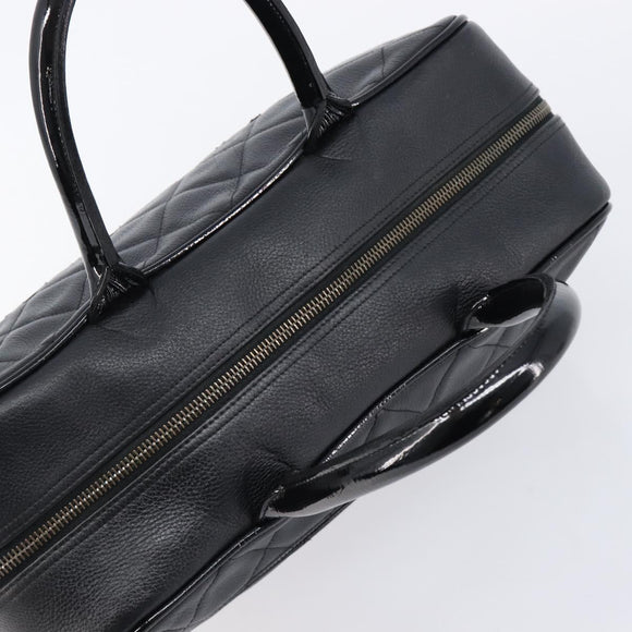 CHANEL Bowling Tote Bag Caviar Skin Black Silver CC Auth mr3311V