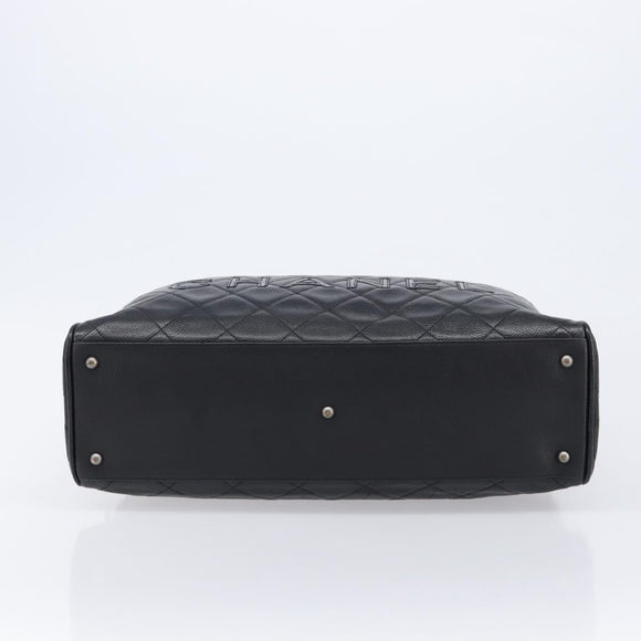 CHANEL Bowling Tote Bag Caviar Skin Black Silver CC Auth mr3311V