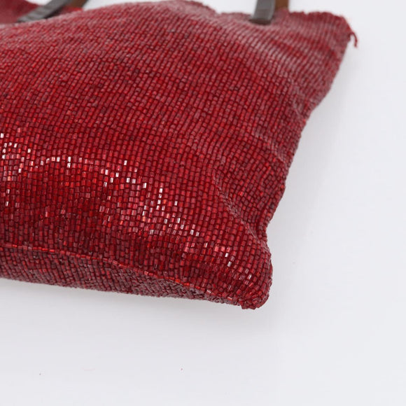 FENDI Tote Bag Beads Red Auth mr3315V