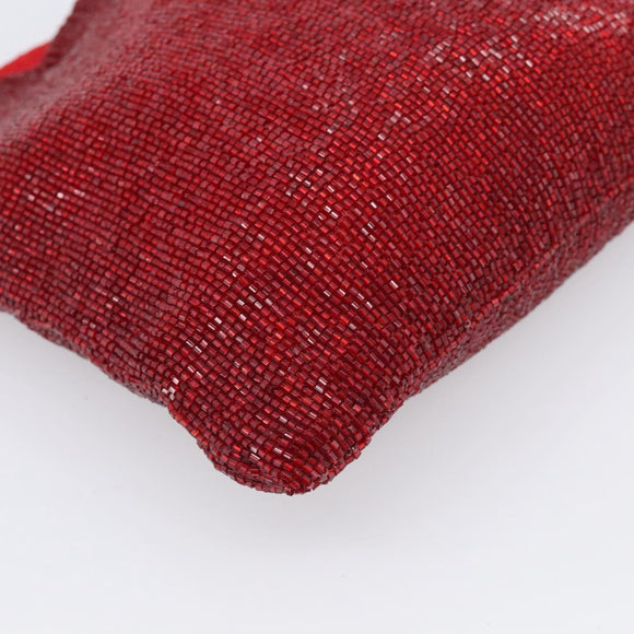 FENDI Tote Bag Beads Red Auth mr3315V