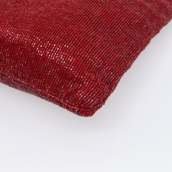 FENDI Tote Bag Beads Red Auth mr3315V