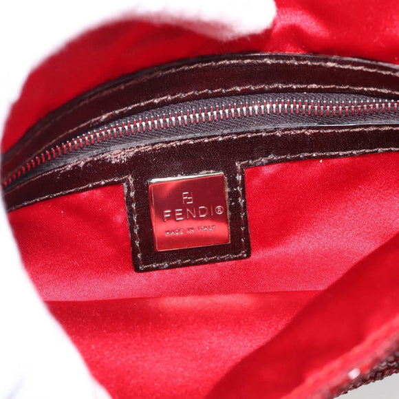 FENDI Tote Bag Beads Red Auth mr3315V