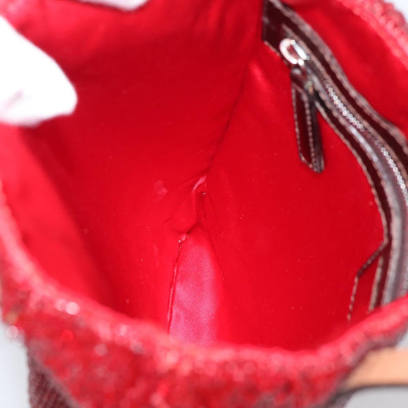 FENDI Tote Bag Beads Red Auth mr3315V