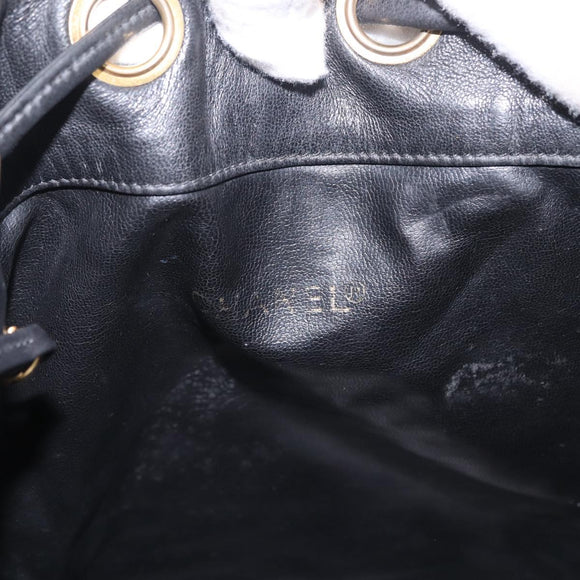 CHANEL Purse Shoulder Bag Lamb Skin Black Gold CC Auth mr3318V