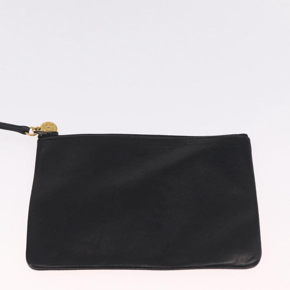 CHANEL Purse Shoulder Bag Lamb Skin Black Gold CC Auth mr3318V