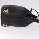 CHANEL Purse Shoulder Bag Lamb Skin Black Gold CC Auth mr3318V-4