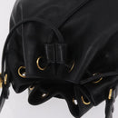CHANEL Purse Shoulder Bag Lamb Skin Black Gold CC Auth mr3318V-6