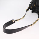 CHANEL Purse Shoulder Bag Lamb Skin Black Gold CC Auth mr3318V-7