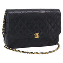 CHANEL Matelasse Chain Shoulder Bag Lamb Skin Black Gold CC Auth mr3319-1