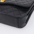CHANEL Matelasse Chain Shoulder Bag Lamb Skin Black Gold CC Auth mr3319-10