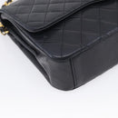 CHANEL Matelasse Chain Shoulder Bag Lamb Skin Black Gold CC Auth mr3319-11